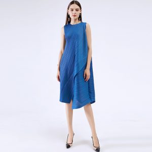 High-end dresses for summer plus-size women Sleeveless solid color loose mid-length dresses for women