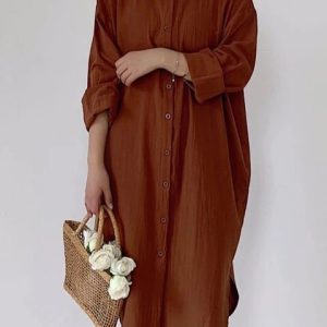 Shirt Dress Loose  Cotton Dresses